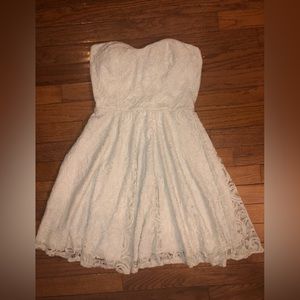 Strapless White Lace Dress